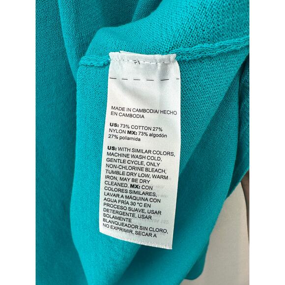 CHICO’S | Open Front Blue Teal 3/4 Sleeve Cardigan | Size 0 Small - Picture 6 of 6